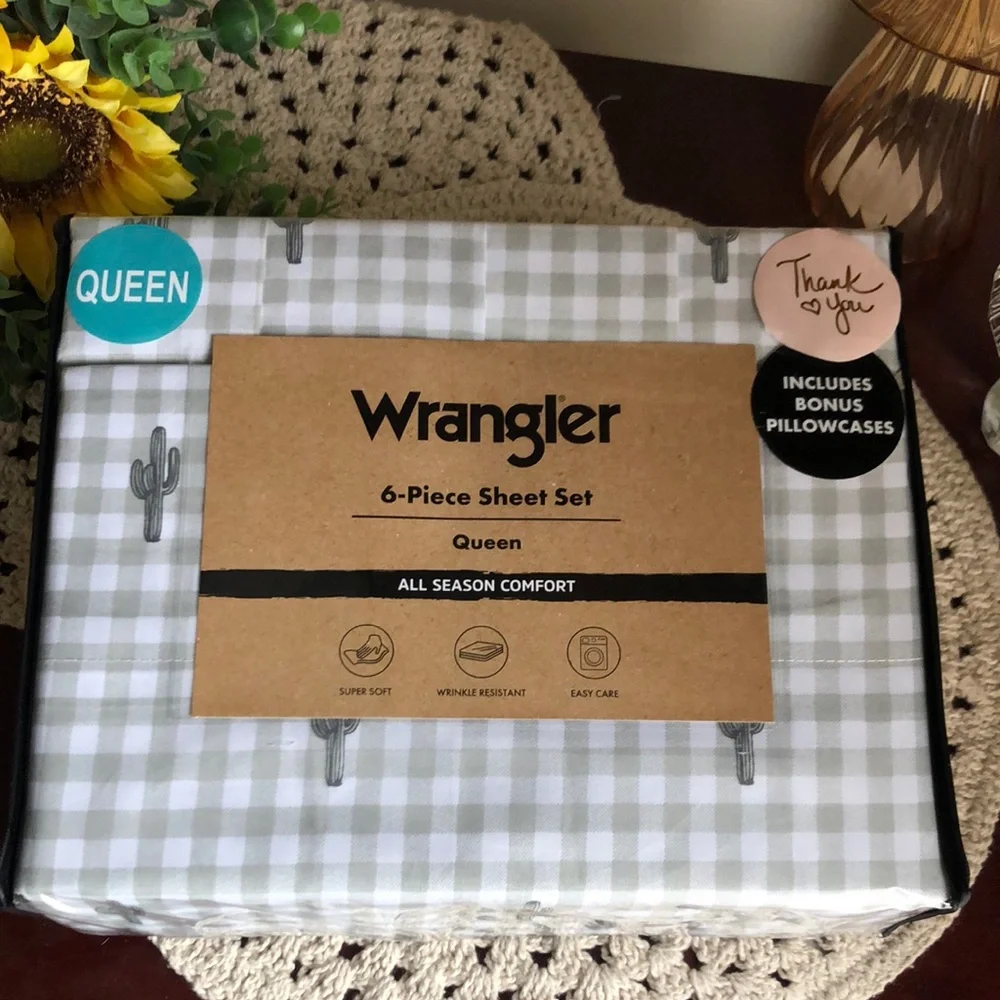 Wrangler CACTUS Gingham 6-Piece Sheet Set - QUEEN